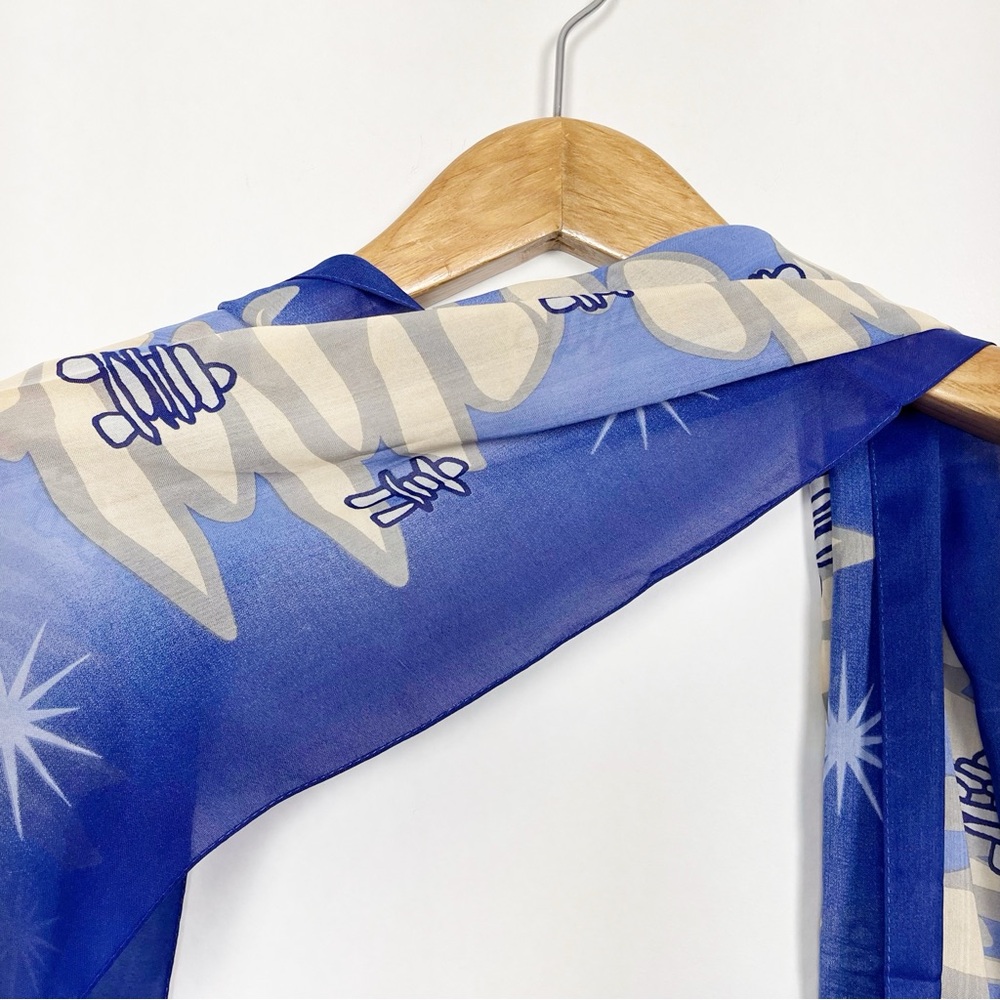 Oscardo Indigenous Inukshuk Blue Tones Graphic Sheer Rectangular Scarf‎